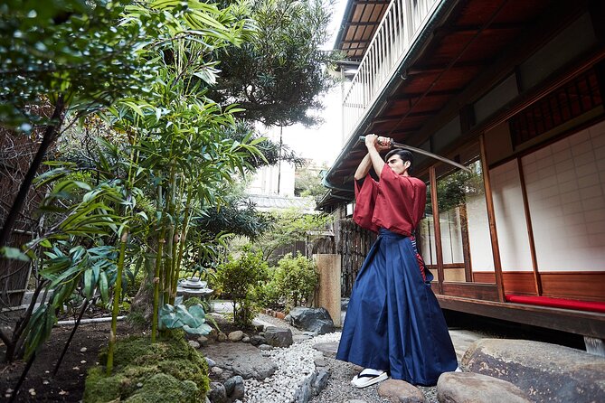 Kyoto Sword Experience - includes Museum Ticket/Ninja Experience - Dressing in samurai hakama: the photo moment with real payoff